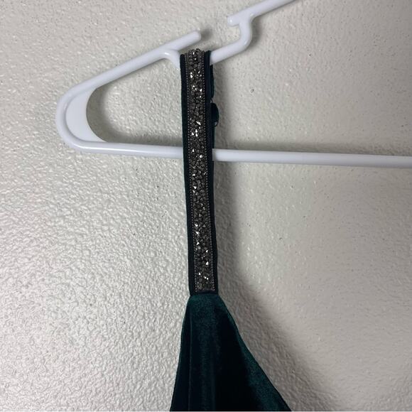 Skies Are Blue Green Velvet Rhinestone Strap Midi Dress 1X NWT Holiday Party - Picture 4 of 5